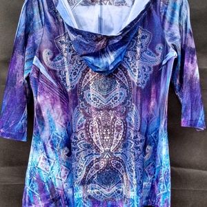 Unity World Wear Velour Velvet Hooded Boho Jacket